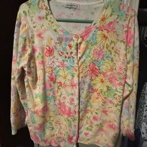 Notations Pastel Floral Cardigan small